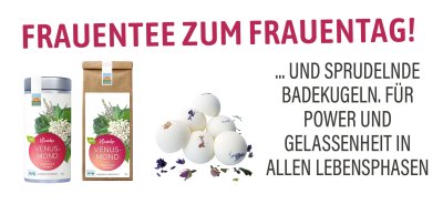 Set aus Bio-Kräutertee Venusmond von Kräutergarten Pommerland in der Teedose und Teetüte mit duftenden Badekugeln. Alles Handgemacht in Mecklenburg-Vorpommern, verwöhnend & kräftigend.