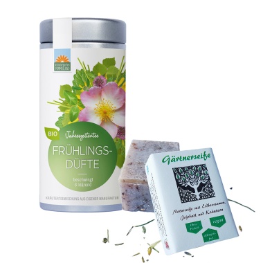 Bio-Kräutertee Set Teedose + Gärtnerseife