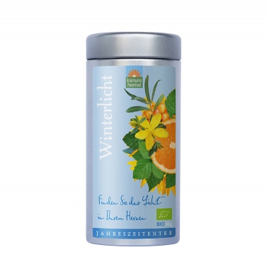 Bio-Kräutertee Teedose Winterlicht