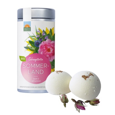 Teedose Sommerland + Badekugel Rose