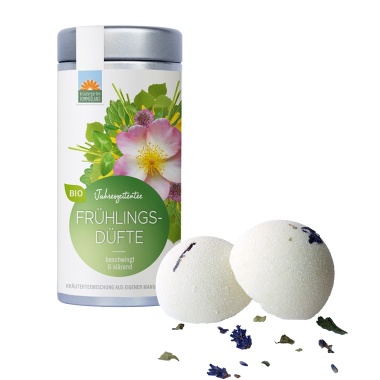 Teedose Frühlingsdüfte + Badekugel Mediterran